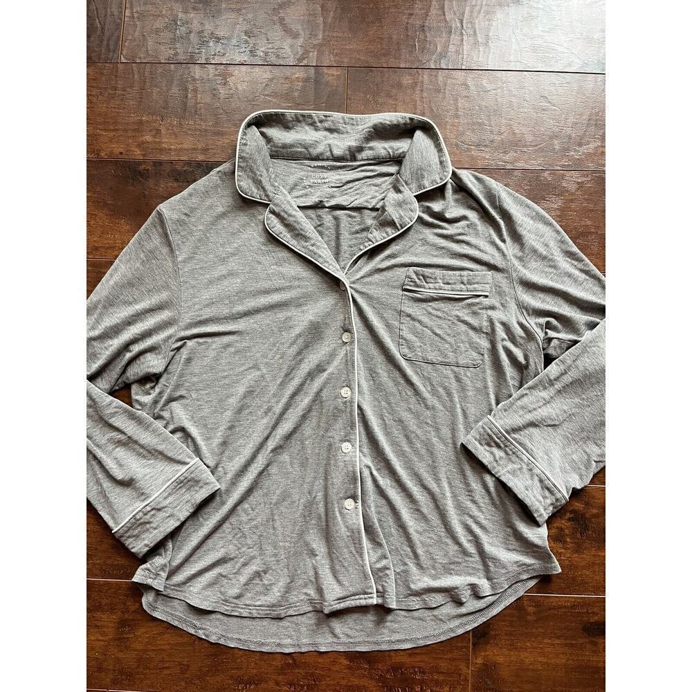 Cozy Earth Button Down Bamboo Sleep Shirt Gray Womens Size Large